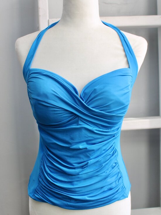 La Blanca Other - La Blanca Island Goddess Twist Front Molded Cups Halter Tankini Swim Top Size 14